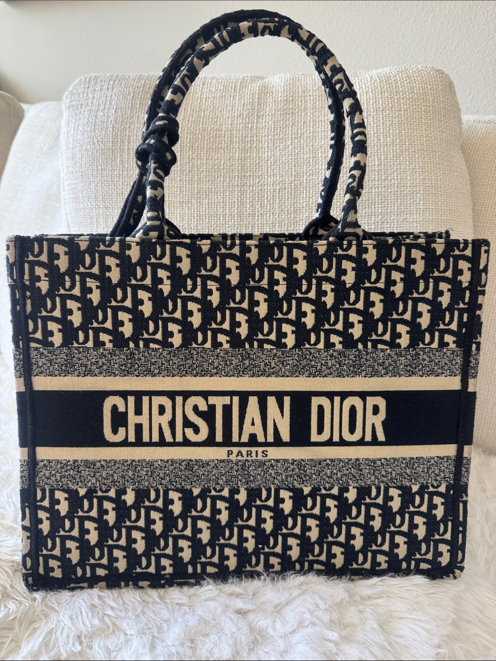 Same look as Dior Black and Cream Canvas Tote
